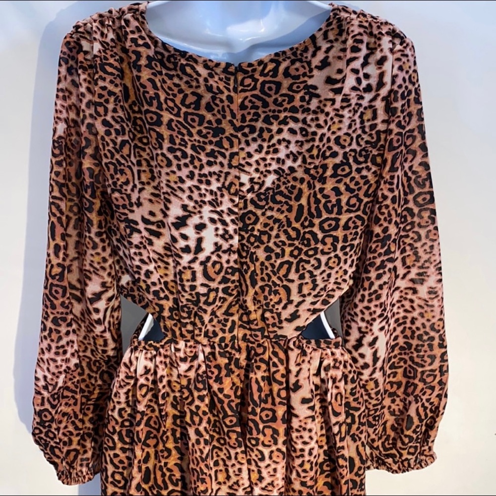 Anthropologie Cut Out Midi Dress in Brown Motif Brown animal print size XL NWT - Picture 11 of 17